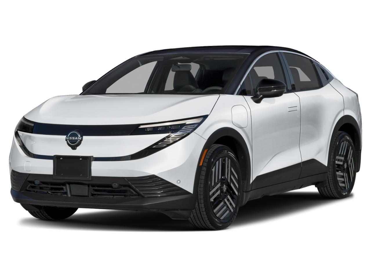 2026 Nissan LEAF SV+ FWD in Everest White Pearl Tricoat Super Black Two Tone — front three-quarter view